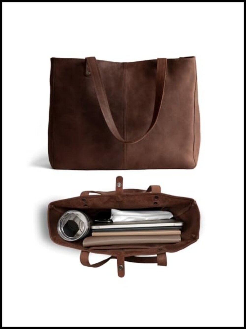 Full-Grain Leather Tote Bag Large Laptop Work Shoulder Purse